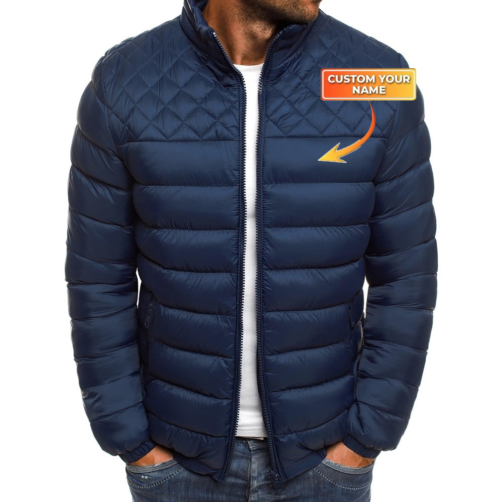 Nowa kurtka zimowa męska stojący kołnierz ciepły płaszcz moda uliczna casual markowa kurtka męska diamentowy płaszcz bawełniany S-3XL
