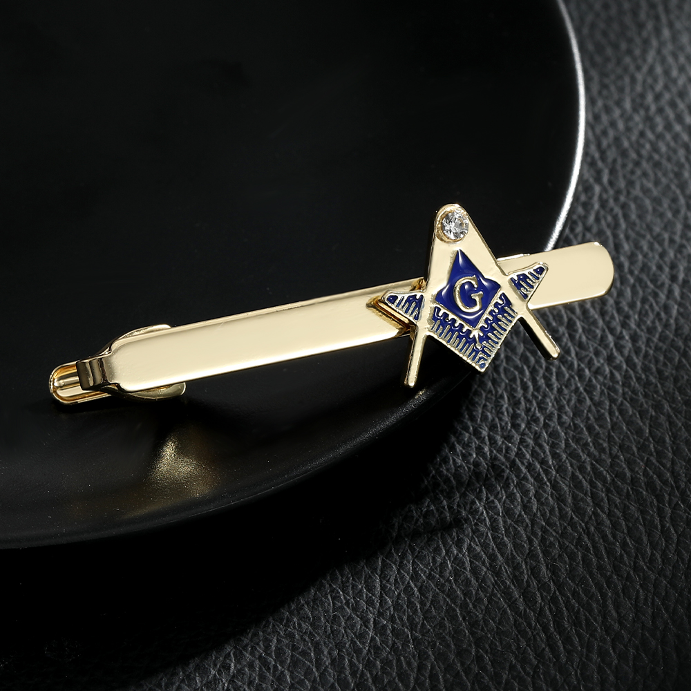 Golden Freemason Emblem Masonic Symbols Tie Clip สําหรับบุรุษ