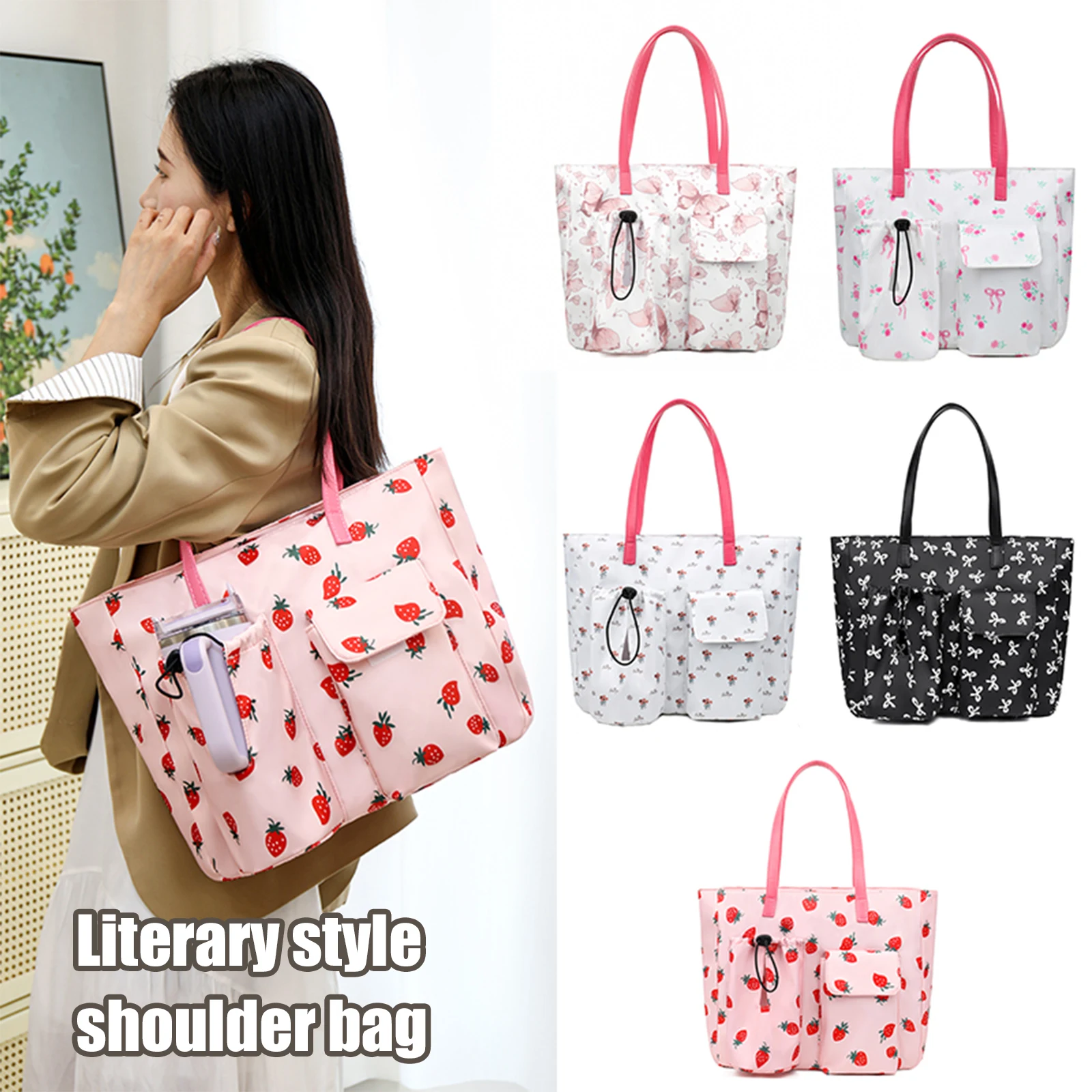 Cute Handbag Large Capacity Shoulder Bag with Large Cup Holder Casual Shoulder Handbag for Women Work/Travel/College/Daily
