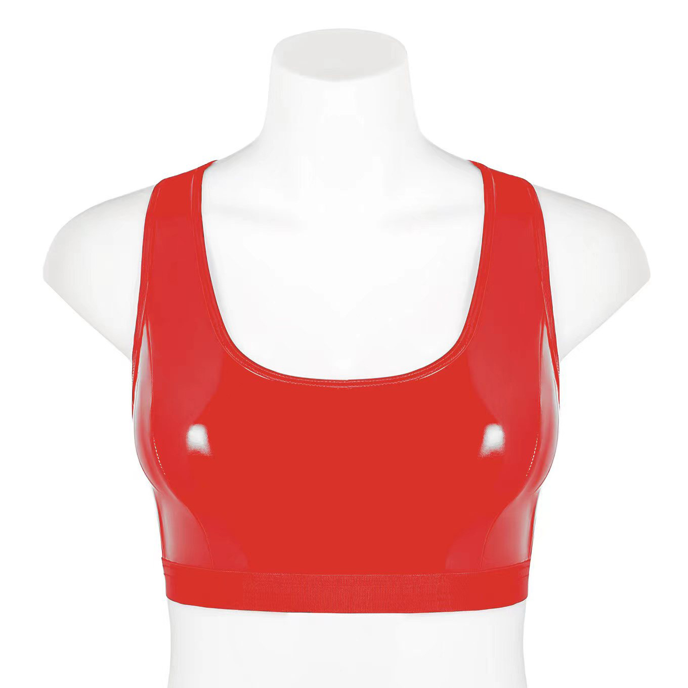 Dames Sexy Korte Faux Lederen Tanktops Dames Rood Zwart Pvc Hemdje Nachtclub Mouwloze Crop Tops Vesten Casual Streetwear
