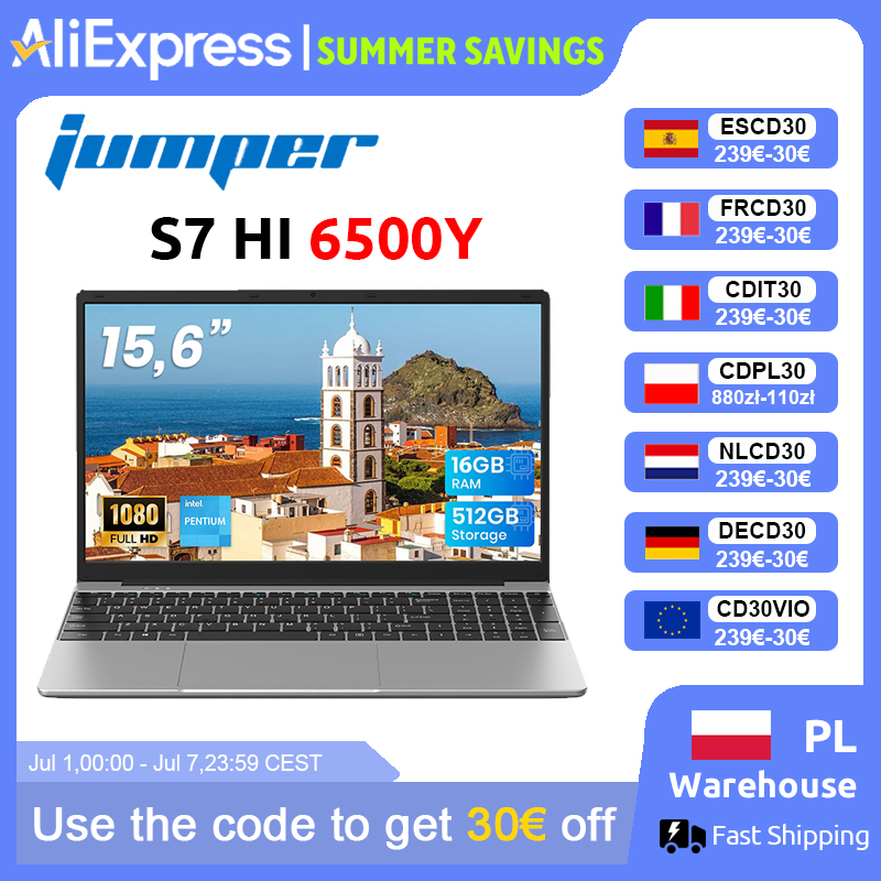Jumper Laptop mit 15,6-Zoll-FHD-Display, 16 GB RAM, 512 GB SSD (erweiterbar um 512 GB über TF-Karte), 6500Y Prozessor (bis zu 3,4 GHz), leichtes Notebook für Geschäftsleute und Studenten, 2 Stereo-Lautsprecher/Type-C/USB 3.0/numerisches Tastenfeld