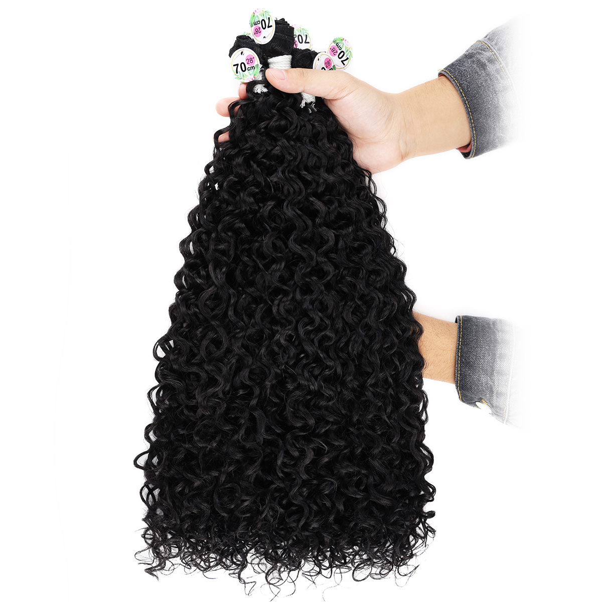 Mechones de pelo rizado sintético corto y elástico de 24-28 pulgadas, extensión de cabello ondulado con agua para mujeres, adecuada para uso diario en vacaciones