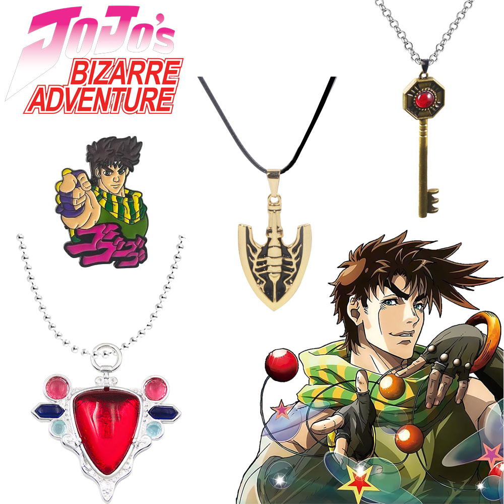 Naszyjnik Anime JoJo's Bizarre Adventure Czerwony Kamień Aja Wisiorek Joseph Joestar Akcesoria do Cosplayu
