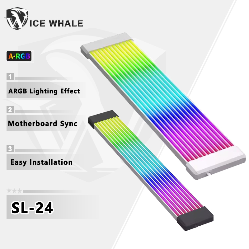 ICE Whale Elastyczna listwa oświetleniowa LED RGB Osłona płyty ARGB do zasilacza komputerowego ATX 24PIN GPU Karty graficzne Kable i obudowa