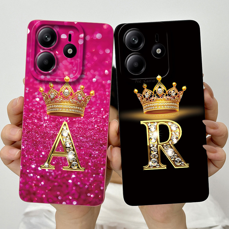 Case Voor Xiaomi Redmi Note 14 5G Telefoon Cover Note 14 Global Funda Luxe Kroon Letters Zachte Siliconen achterkant Voor Redmi Note 14