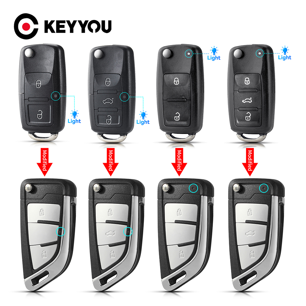 Keyyou novo caso chave do carro escudo para vw b5 volkswagen beetle caddy passat golf jetta polo scirocco tiguan touran skoda assento habitação