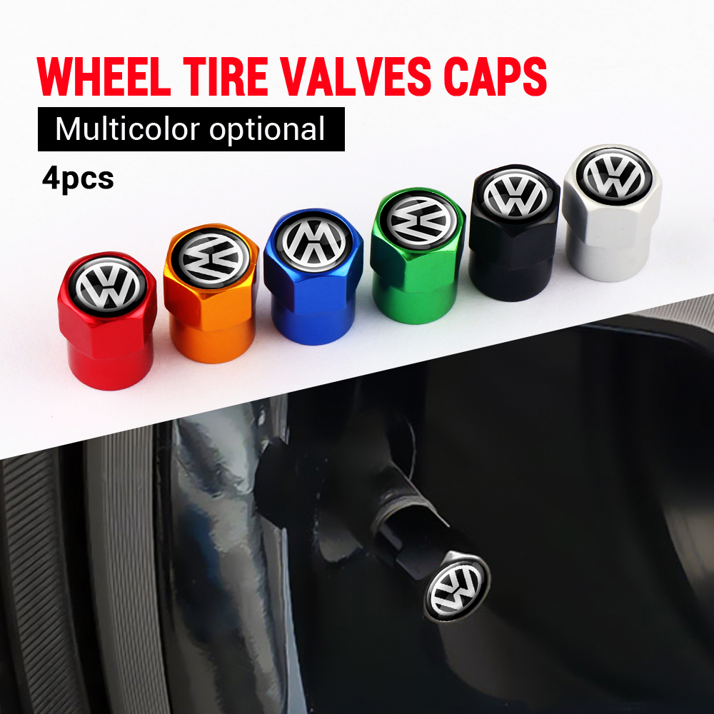 4 Uds. Tapas de válvula de neumático de rueda de coche de aleación de aluminio 3D para Volkswagen VW Golf 4 5 6 7 Jetta Polo Caddy GTI Bora MK7 Beetle Passat b6