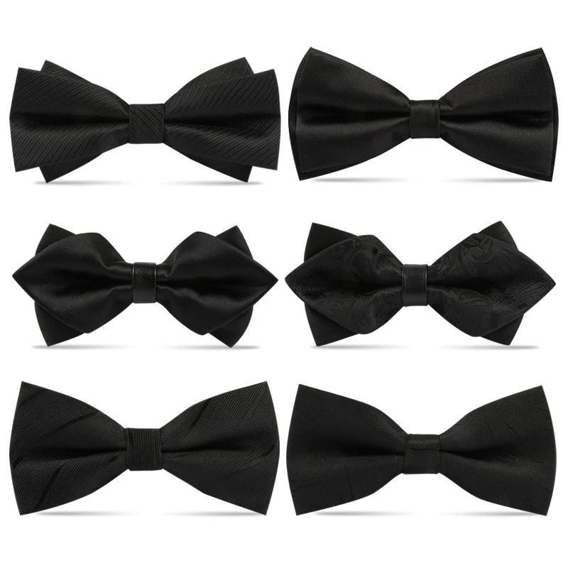 1 pçs gravatas borboleta para homens casamento gravata preta pescoço ajustável bowknot clássico borboleta cravat adulto gravata dupla presente de negócios