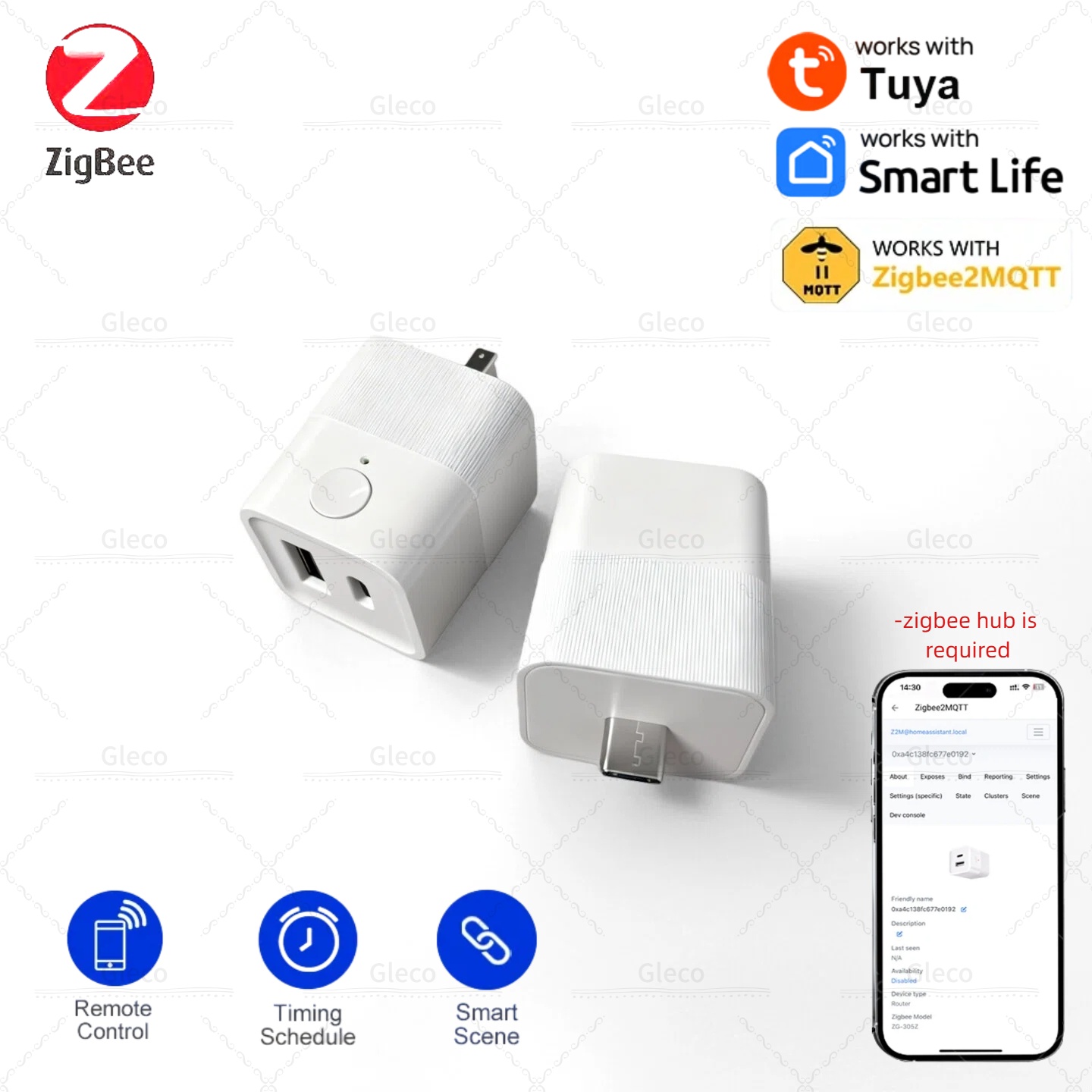 Zigbee Micro USB Typ-C Adapter Schalter 2Gang 5V Mini USB Power Adapter Ladestecker Für Smart leben Tuya Home Automation Szene Z2M