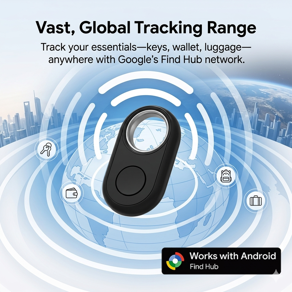 Localizador GPS para Pixel Xiaomi Android GMS, Funciona con Google Find Hub, Localizador, Red de Búsqueda Global, Etiqueta Inteligente Antipérdida