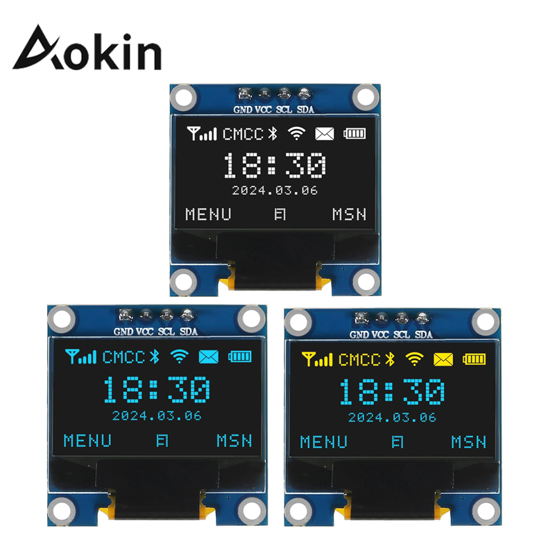 Aokin 0,96 cala Oled IIC szeregowy biały wyświetlacz OLED SSD1315 128X64 I2C 12864 płyta ekranu LCD dla Arduino