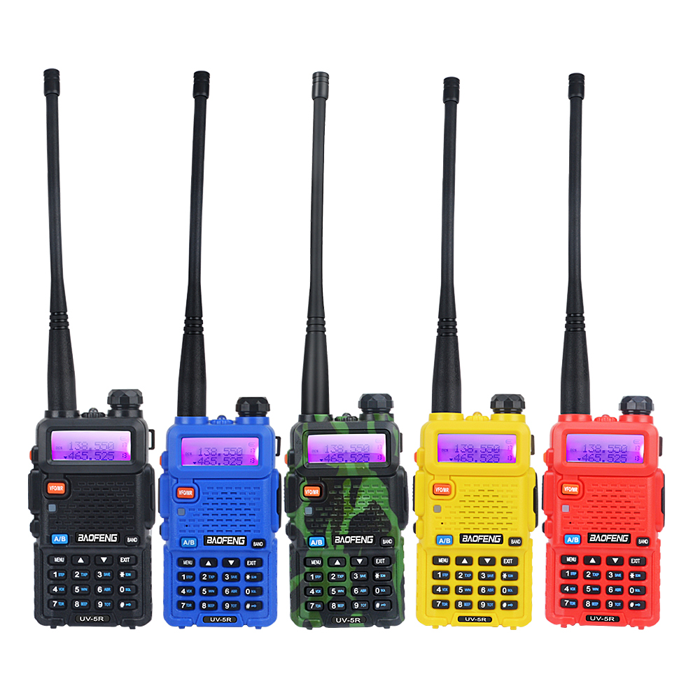 Baofeng UV-5R Walkie Talkie de doble banda VHF 136-174MHz UHF 400-520MHz 128Ch 5W FM Radio bidireccional portátil con auriculares
