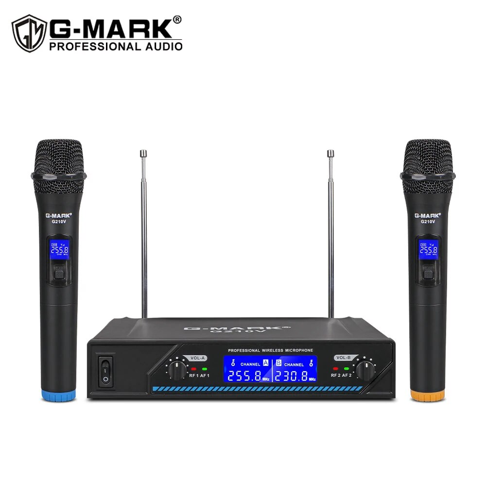 Microphone sans fil G-MARK G210V Professionnel 2 Canaux De Poche Karaoké Mic Pour Fête Réunion Église Show Home
