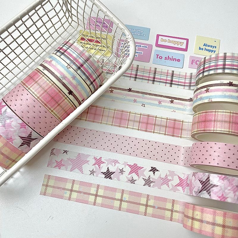 MINKYS 6pcs/lot Pink Brown Decorative Tape Cute Cartoon Creative Washi Tape School Stationery