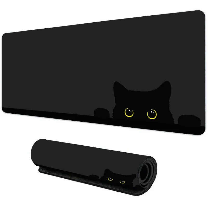 Alas Mouse besar imut, alas karpet kantor, bantalan meja 400x900mm, aksesori komputer, alas Keyboard kucing hitam, imut, besar