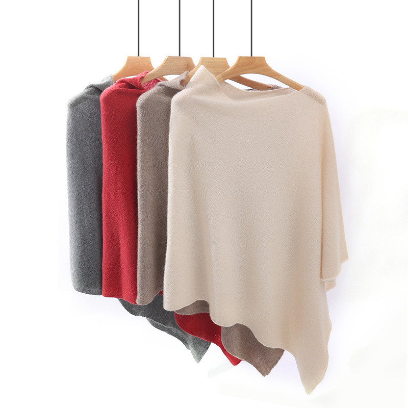 100% Merino Kasjmier Boothals Sjaal Cape Zacht Warm Onregelmatige Vleermuismouwen Coltrui Pashmina Gebreid Losvallend