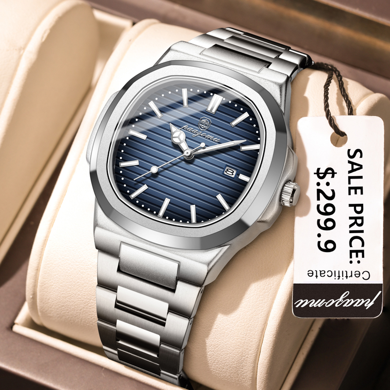 PAAZOMU Top Luxe Merk Man Horloge Sport Waterdicht Lichtgevende Datum Mannen Horloge Vierkante Wijzerplaat Quartz heren Horloges Hoge Kwaliteit