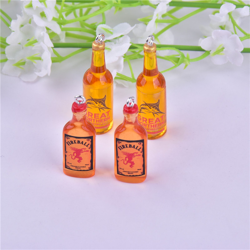 10pcs/pack Coconut Tree Bottle Alcohol Charms  Earring Keychain Jewlery Findings Phone Case DIY