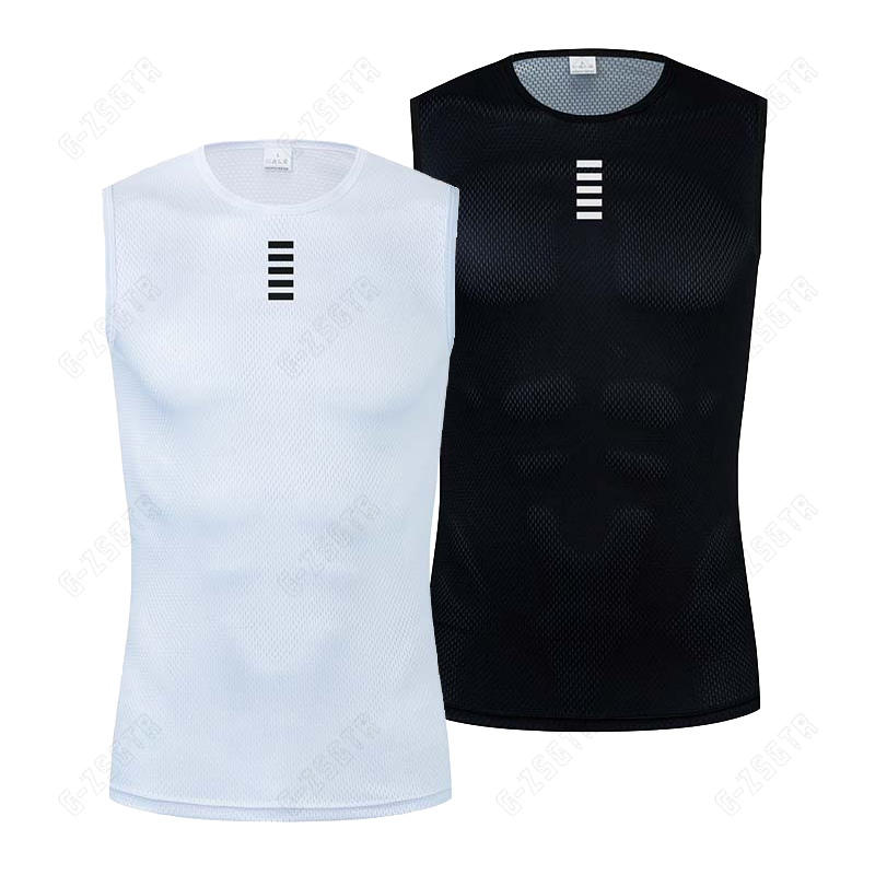 ขี่จักรยานฐานชั้นสะท้อนแสงชุดชั้นในสีขาวเสื้อเจอร์ซีย์นักปั่นกีฬาเสื้อกั๊กผู้ชายเสื้อกล้าม Quick Dry Elastici เสื้อกั๊ก Road Bike Jersey
