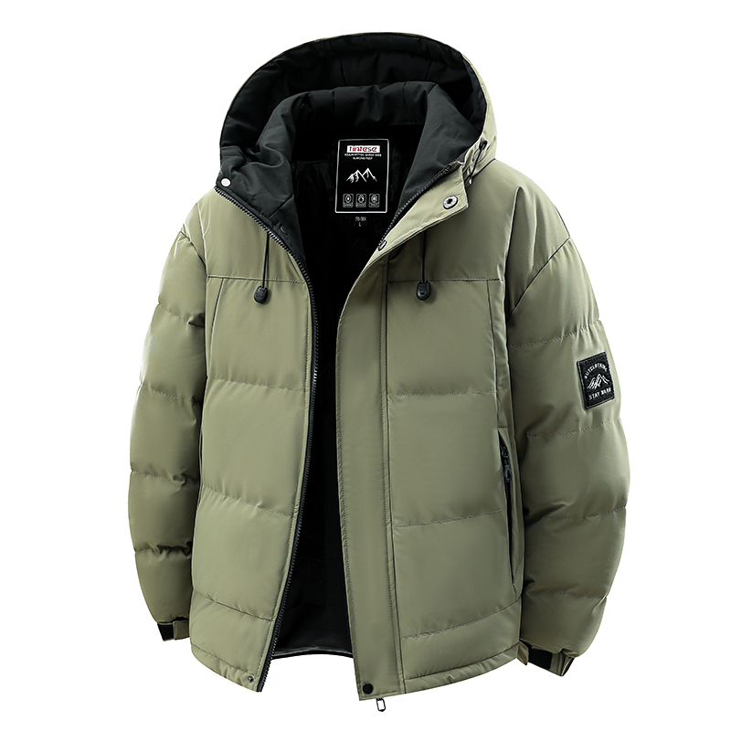 Nova marca de moda jaqueta de algodão trabalho masculino à prova de vento casaco quente casual versátil velo-forrado engrossado com capuz parka S-6XL