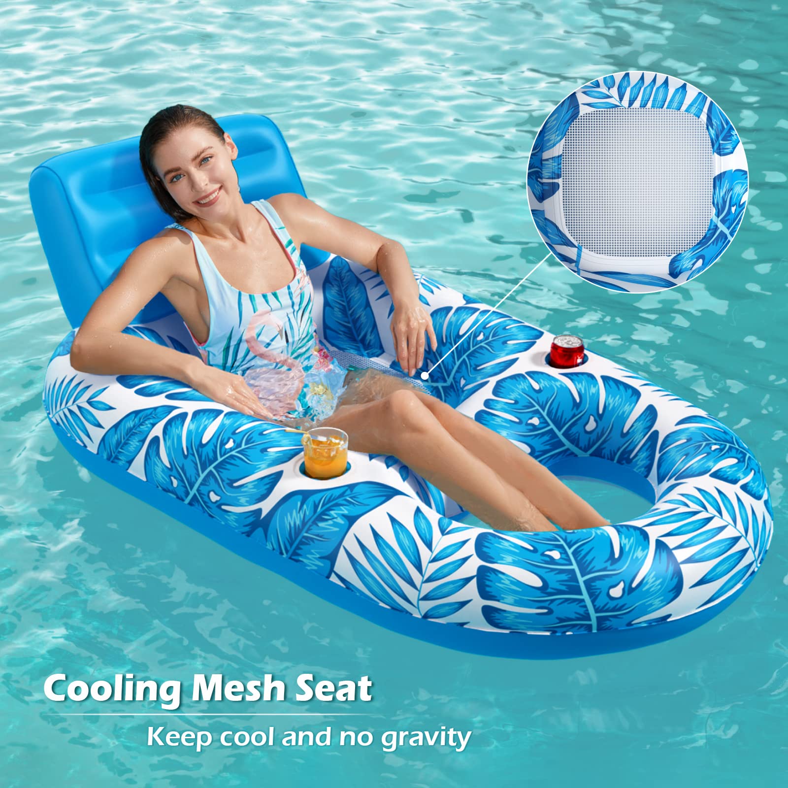 Flotador de piscina inflable para adultos, flotadores de piscina, tumbona, balsa, silla flotante, flotadores de agua para piscina, salón de lago, Floa
