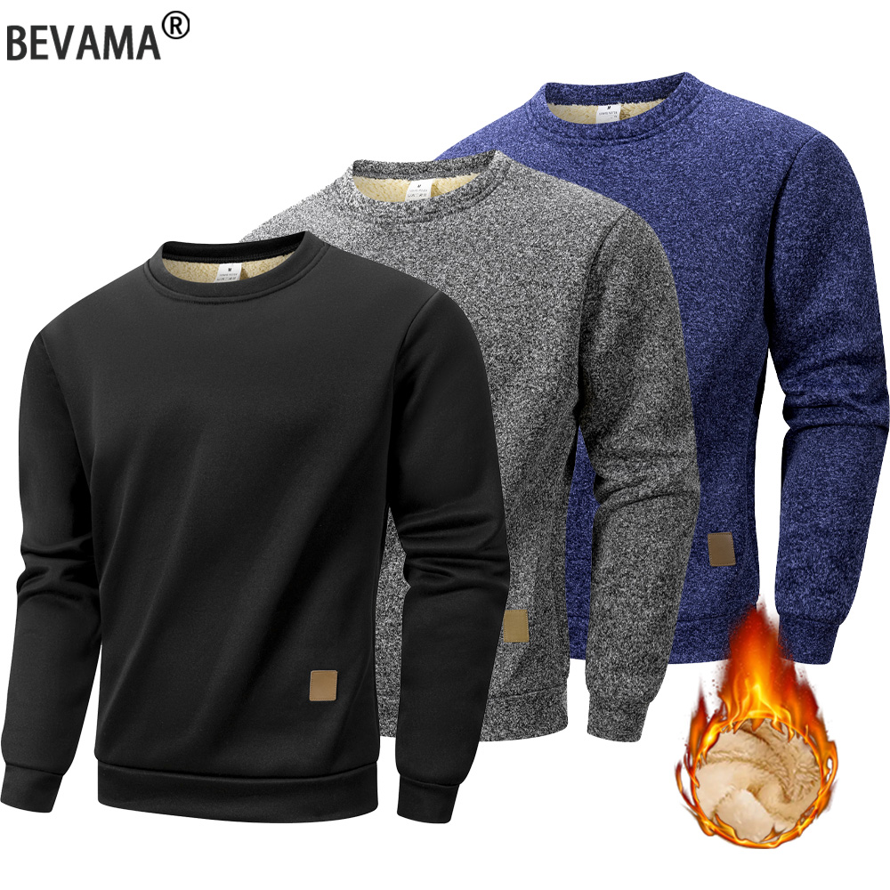 Outono inverno masculino velo forrado moletom quente casual pulôver masculino moda manga longa hoodies ao ar livre roupas masculinas topo