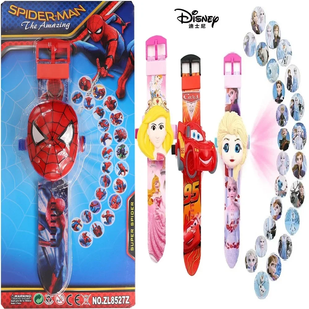 Disney mickey congelado crianças 24 fotos com clamshell flip anime dos desenhos animados projeção 3d relógio eletrônico brinquedo presentes de aniversário