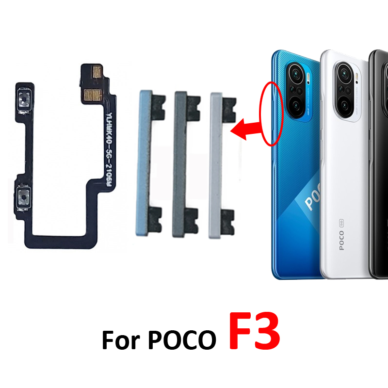 Для Xiaomi Poco Pocophone F3, новая кнопка громкости, переключатель вверх и вниз, клавиша управления, внутренний гибкий кабель, запасная часть