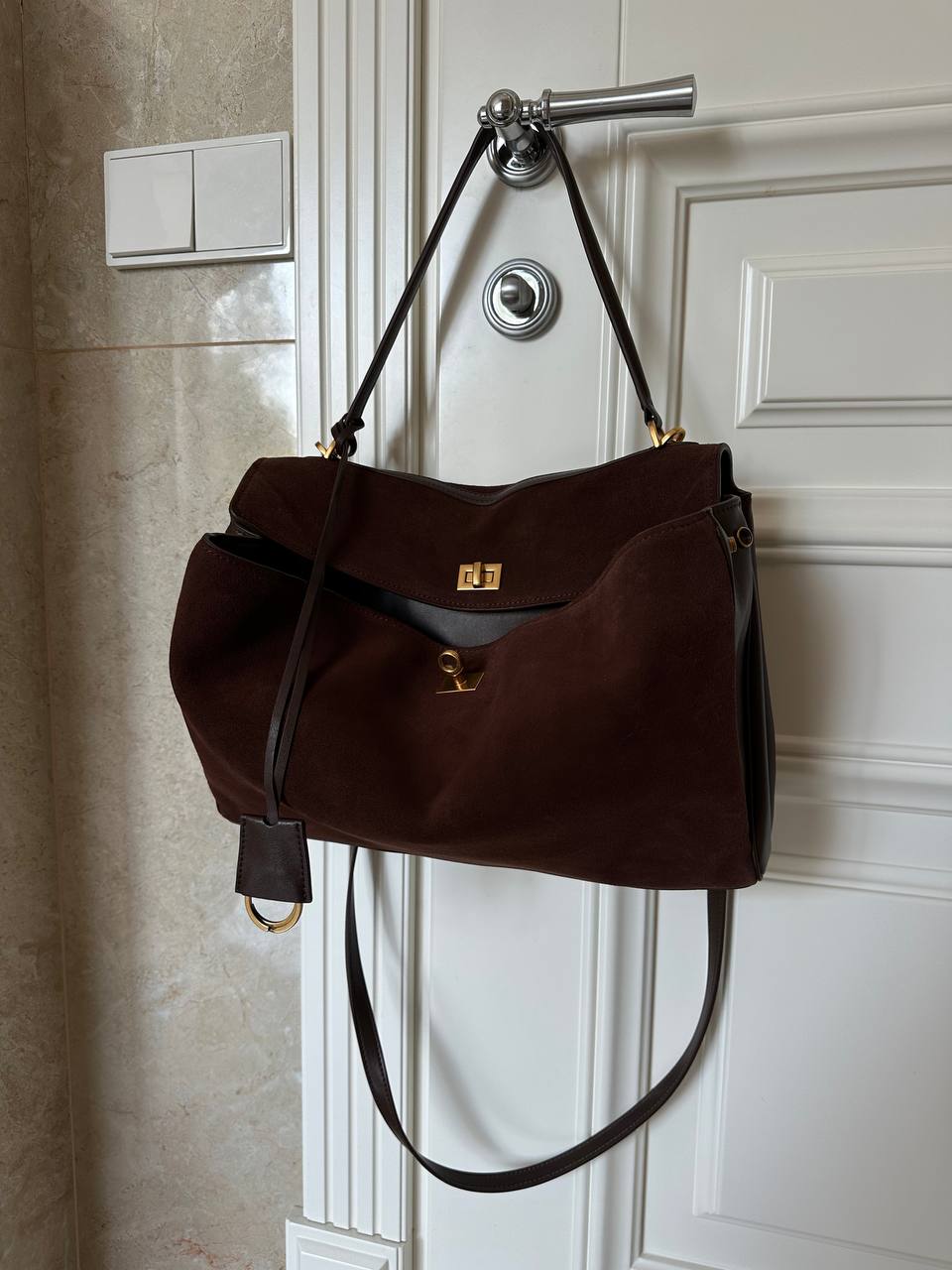 แบรนด์หรู Rodeo ผู้หญิงกระเป๋าหนังแท้หนังนิ่มสีน้ําตาลผู้หญิง Totes หัวเข็มขัดทองผู้หญิงไหล่กระเป๋าแฟชั่นผู้หญิงกระเป๋าถือ