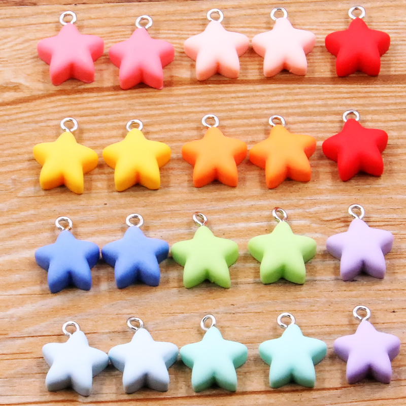 20 Stücke 14X17 MM Nette 10 Farbe Stern Harz Ohrring Charms Diy Erkenntnisse Kawaii 3D Telefon Schlüsselbund Armbänder Anhänger für Schmuck Machen
