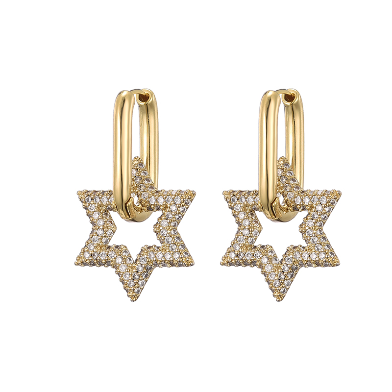 Lovbeafas brincos de argola geométricos, estrela da moda, cor dourada, para mulheres, zircônia, brincos femininos, noivado, marca elegante, joias