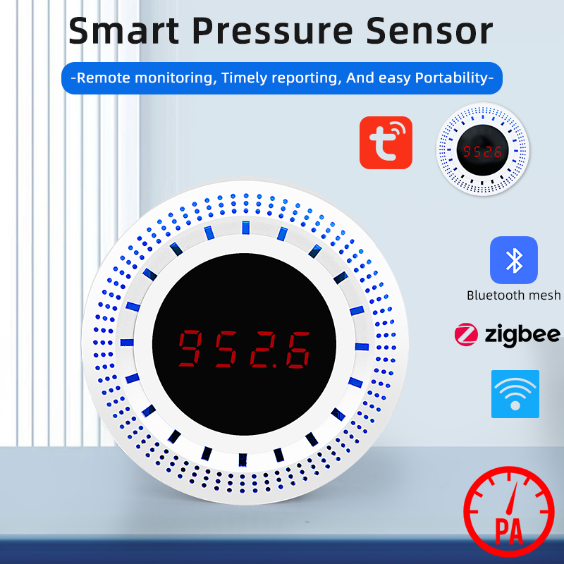 Tuya-Capteur de pression d'air intelligent avec détection de température, connexion domestique intelligente, écran LED, WiFi, Zigbee