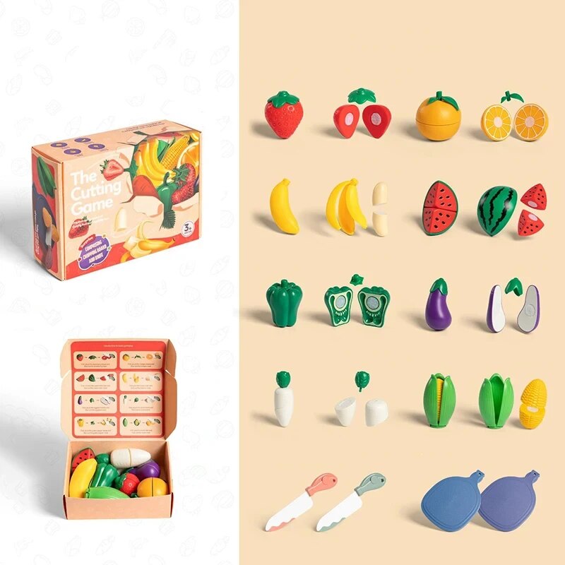 Kinder Pretend Spielen Kochen Spielzeug Simulation Lebensmittel Obst Gemüse Küche Spielzeug Montessori Pädagogisches Interaktives Spielzeug Für Mädchen