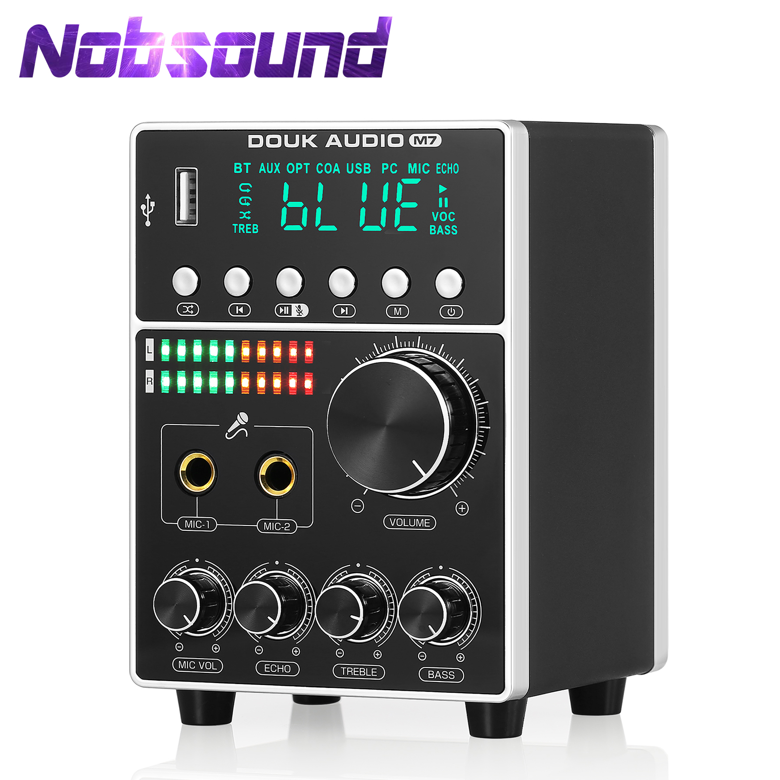Nobsoudn M7 HiFi Bluetooth караоке усилитель микрофон коаксиальный/OPT Home усилитель питания с DC/AC USB-плеером наушники Amp