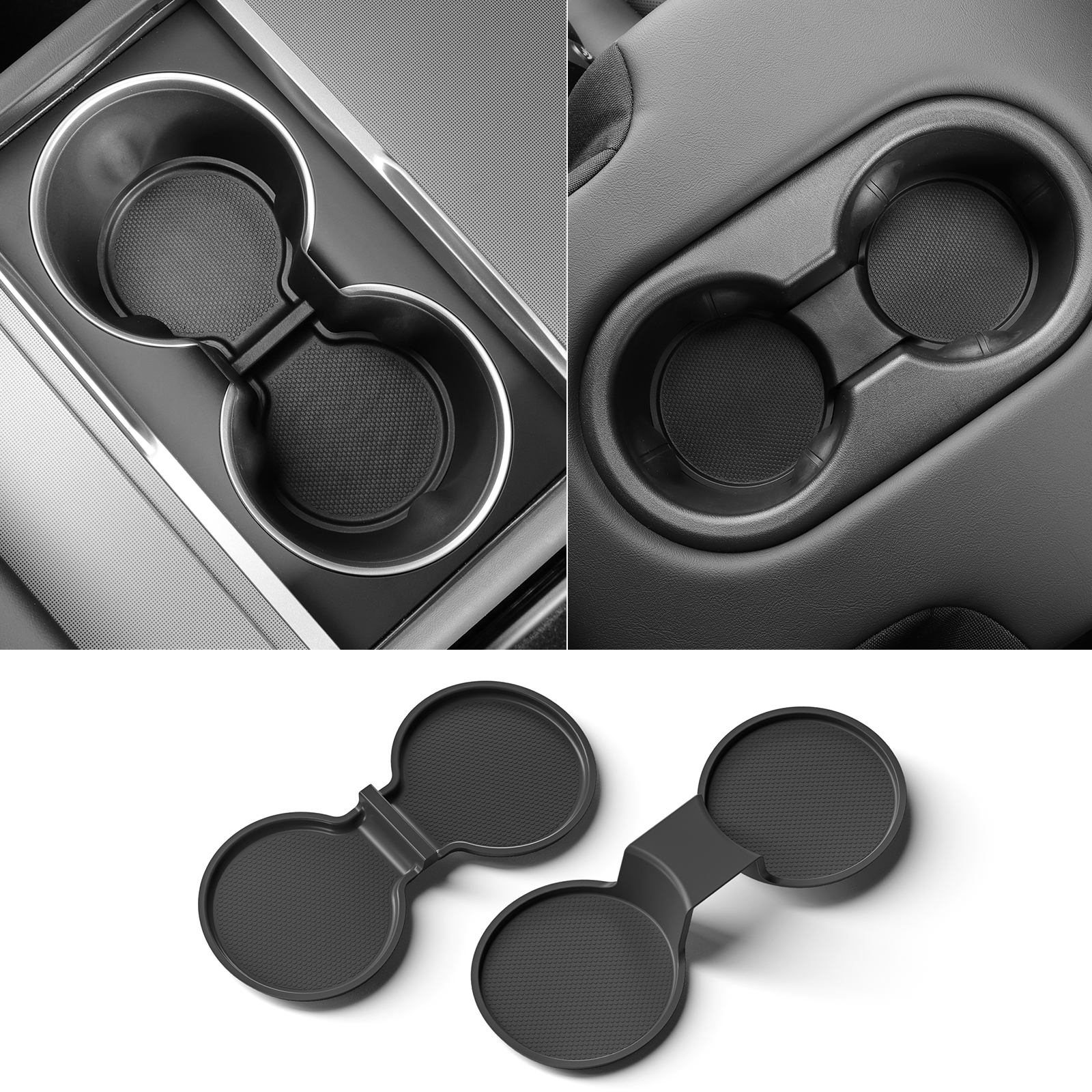 Smabee Center Console Cup Coaster voor Tesla Model Y Launch 2025 Juniper Achterste rij Antislip Cup Pad Accessoires TPU ZWART