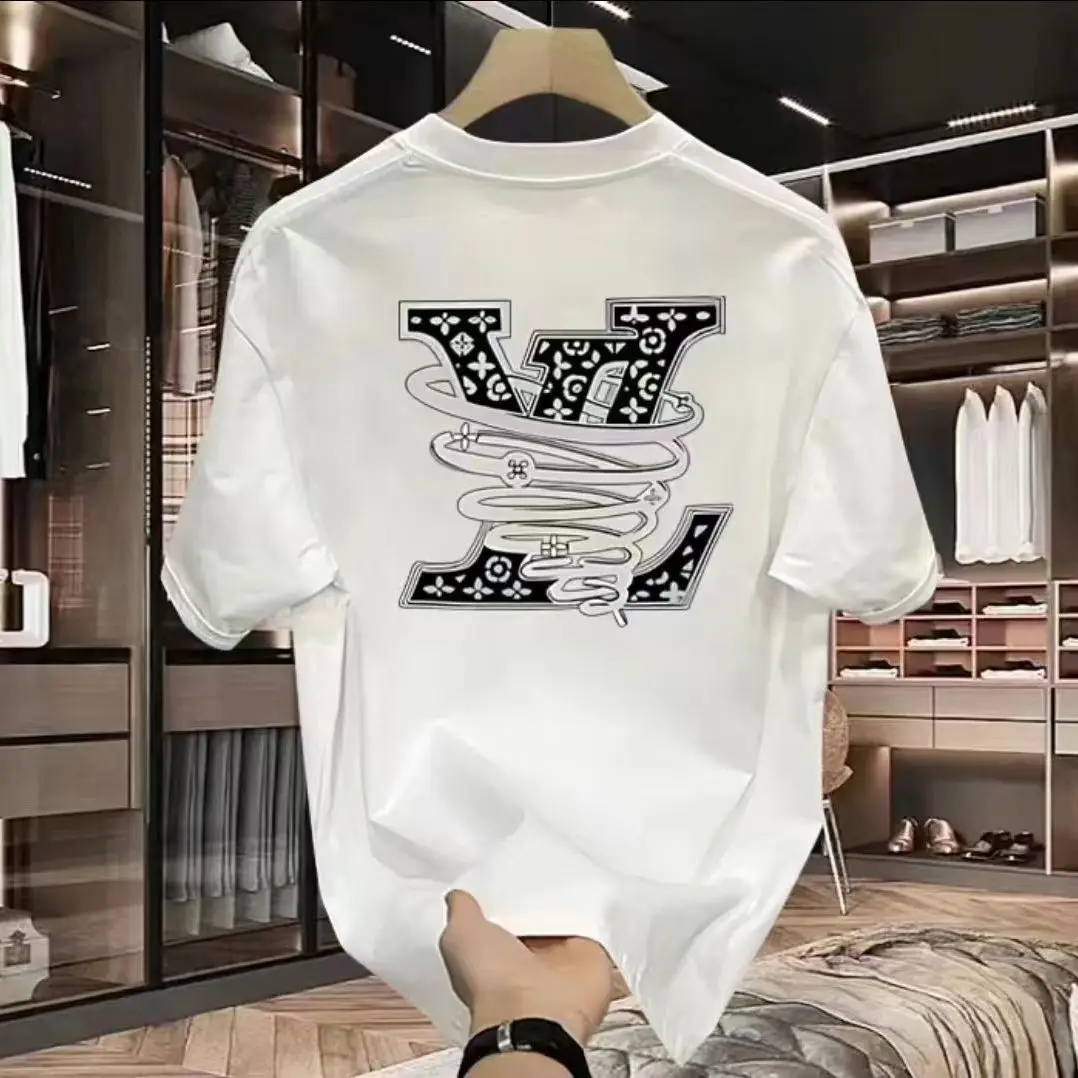 T-shirt da uomo 100% cotone di lusso con stampa logo, a maniche corte, abbigliamento maschile di alta qualità, streetwear