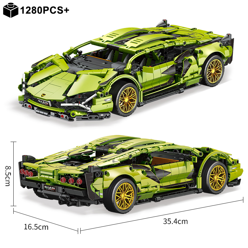 Décennie s de construction techniques pour enfants, modèle de voiture de course Lamborghinis Hypercar, assembler des briques de véhicule, jouets pour garçons, cadeaux pour enfants, 2024