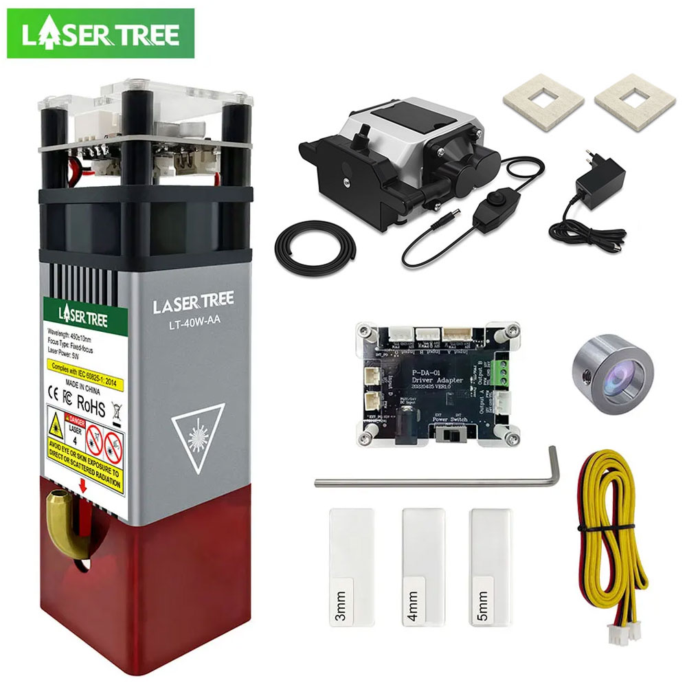 Árbol láser 5W cabezal láser de potencia óptica 450nm luz azul TTL con módulo de asistencia de aire para grabador láser CNC herramienta de corte y grabado