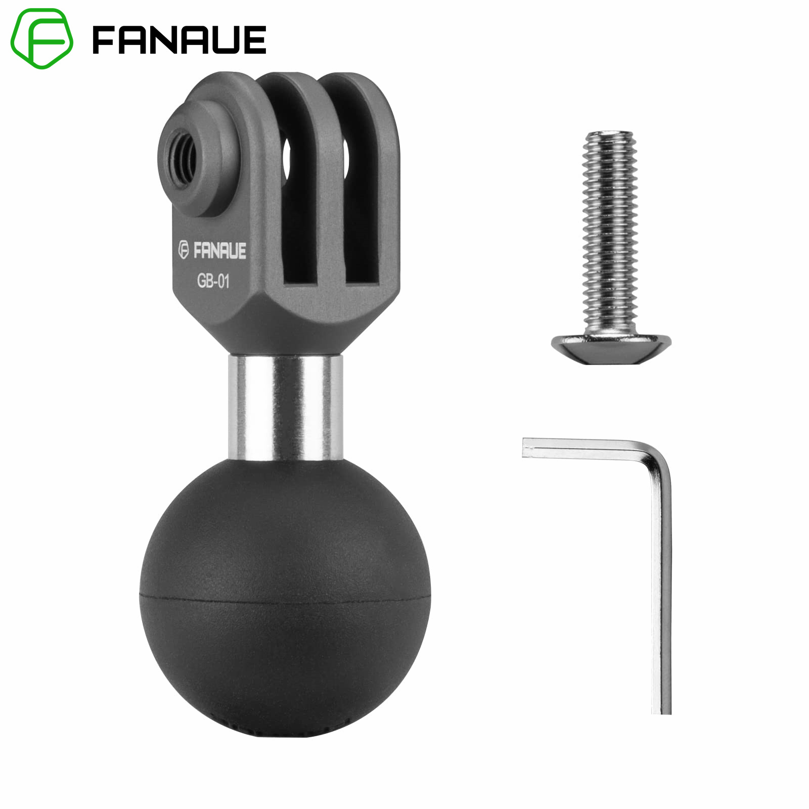 FANAUE adaptador de montaje de cabeza de bola de 1 pulgada aleación de aluminio para Go Pro 10 9 8 7 6 5 Cámara de acción para soportes RAM motocicleta