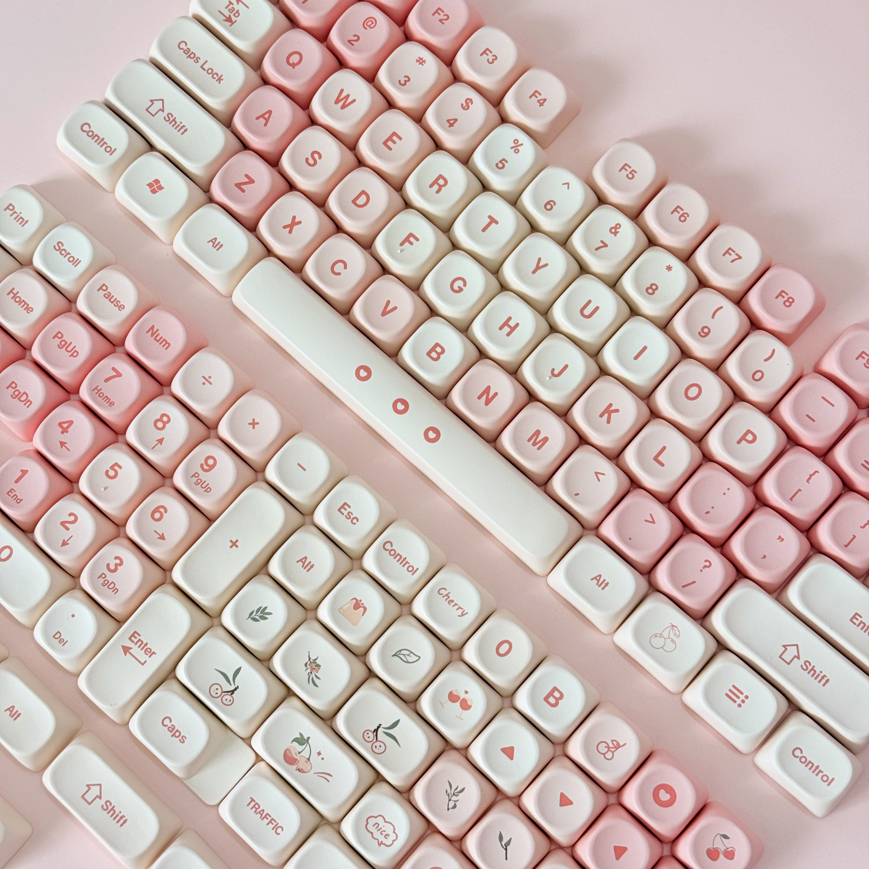 Колпачки для клавиш Pink Cherry Cute Style MOA Profile Dye-Sub PBT с полным набором цифровой клавиатуры для 60% 75% TKL 96% 100% раскладки механической клавиатуры