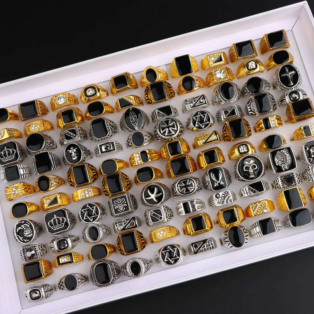 10/20/30/50Pcs/Lot Classics Vintage Fashion Punk Luxury Fingers Rings For Men Women Mixed Style Jewelry Party Gifts Accessories