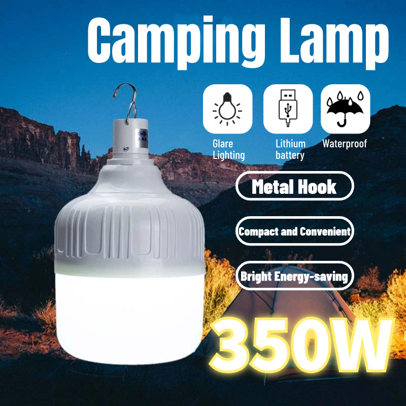 Lámpara de Camping portátil de 350W, linterna de batería para exteriores, bombillas LED móviles recargables por USB, tienda de pesca, Patio, porche, iluminación de jardín