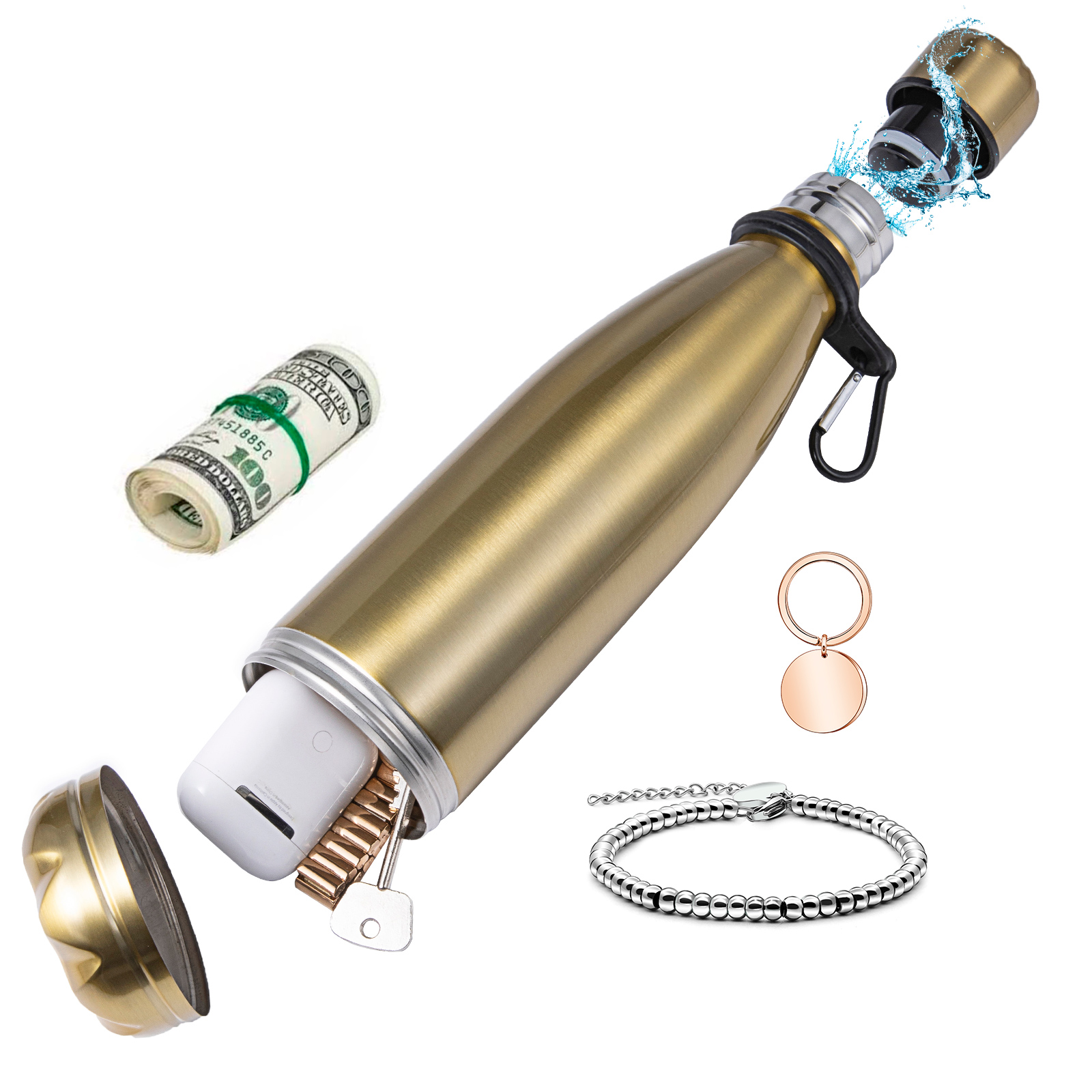 Diversion Water Bottle Can Edelstahlbecher, sicher mit einem geruchsdichten Beutel in Lebensmittelqualität, unschraubt zum Aufbewahren
