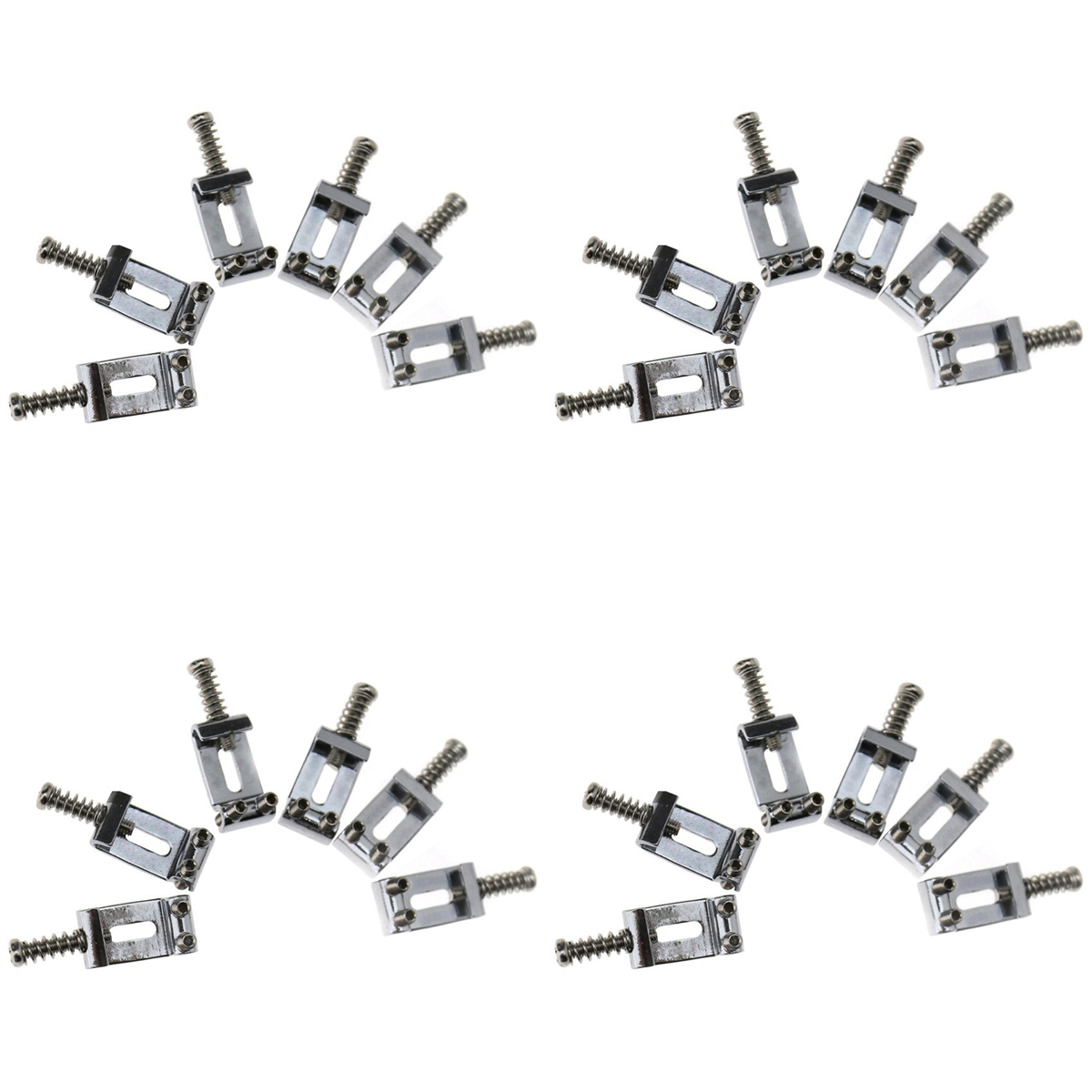 A71P ชุด 24 เปลี่ยน Chrome Tremolo Bridge Saddles สําหรับกีตาร์ไฟฟ้า
