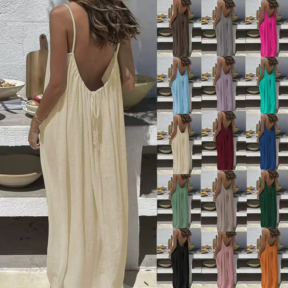 Nuevo Vestido Holgado con Tirantes y Espalda Descubierta para Mujer, Ropa de Casa 2026