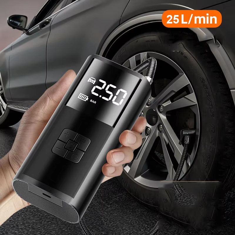 차량용 무선 에어펌프 에어 컴프레서 타이어 공기 주입기 LED 라이트 타이어 인플레이터 150Psi 전동식 자동차 오토바이 자전거용