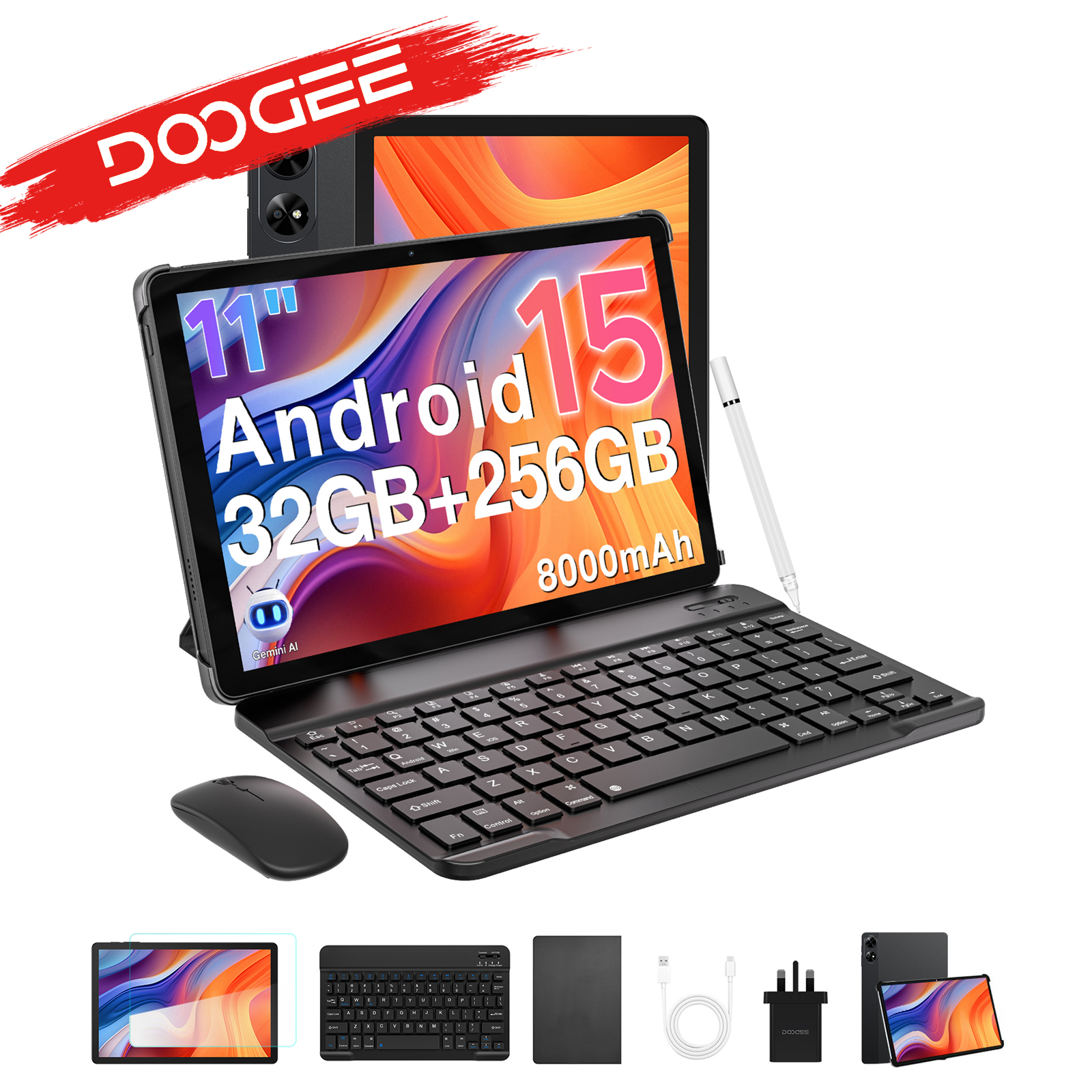 Doogee Tab G6+ 2 in 1 tablet-pc Android 15 Gemini Ai dubbele luidsprekers 8000 mAh batterij 32 Gb (8 + 24) Ram 256 Gb Rom Widevine L1 4g Lte