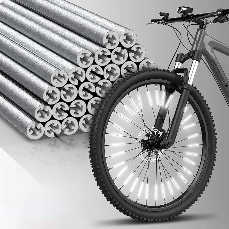12Pcs Bicycle Reflective Tube Warning Strip Mount Clips Wheel Spoke Reflectors Steel Wire Lamp MTB Bike Reflector Light