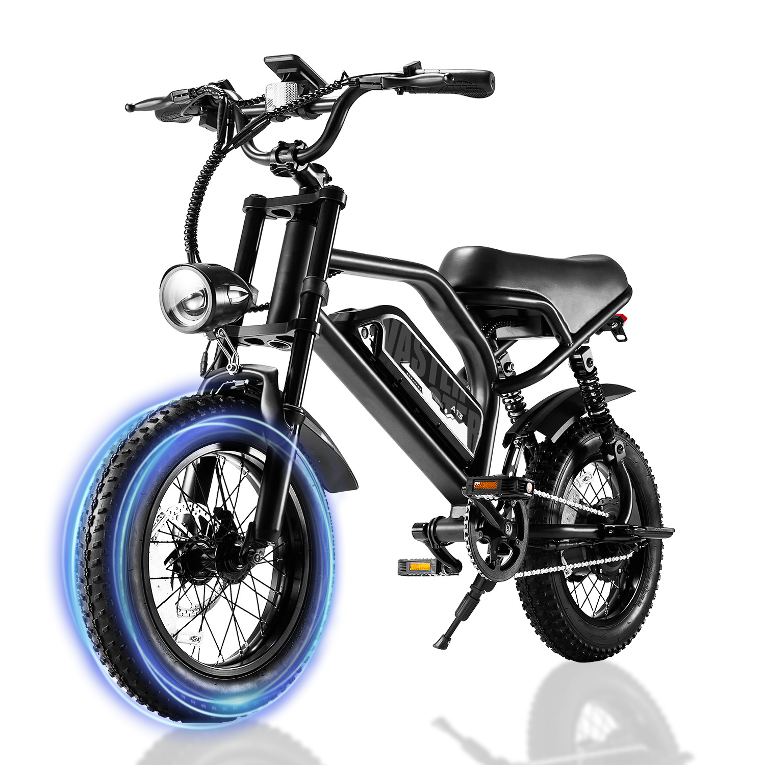 VDL Mountain Elektrische Fiets, 16 inch Fat Tire E-bike, breder zadel, 250W piekmotor, uitneembare accu, voorvorkvering