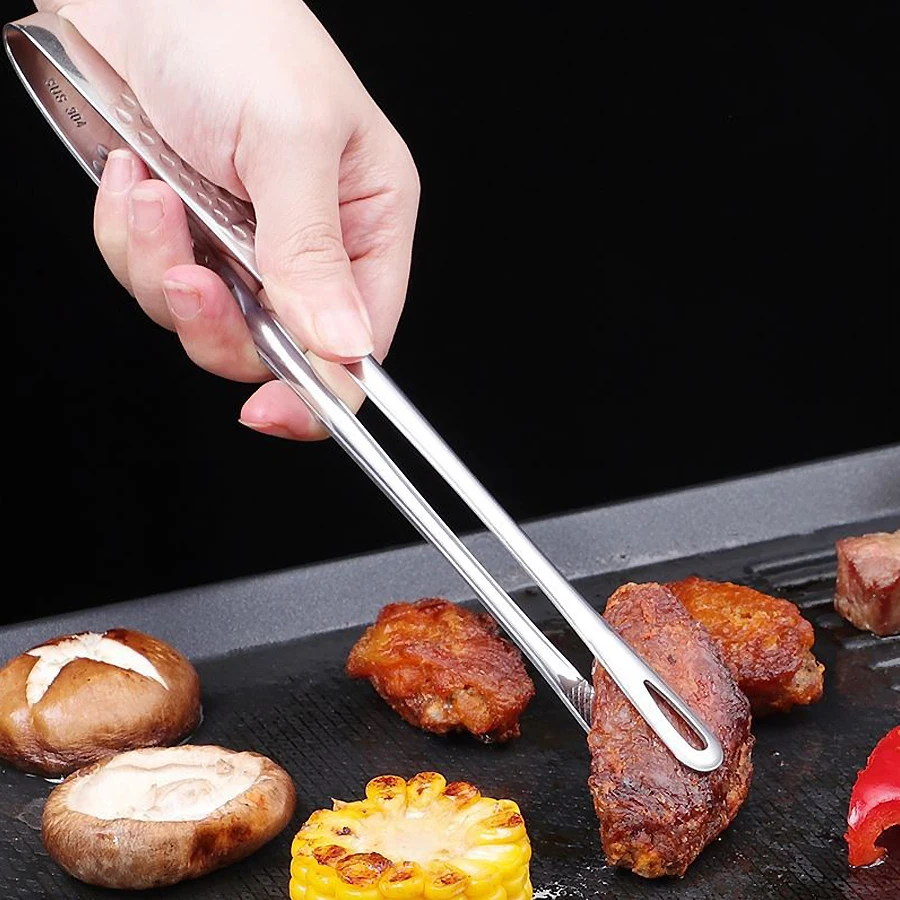Pinces de cuisine longues en acier inoxydable, antidérapantes, résistantes à la chaleur, pour barbecue, Steak, fruits de mer, Buffet, salade, outils de cuisine